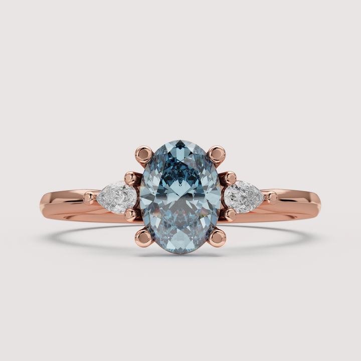 Elspeth - Oval Colourful Lab Grown Diamond Trilogy Engagement Ring Setting