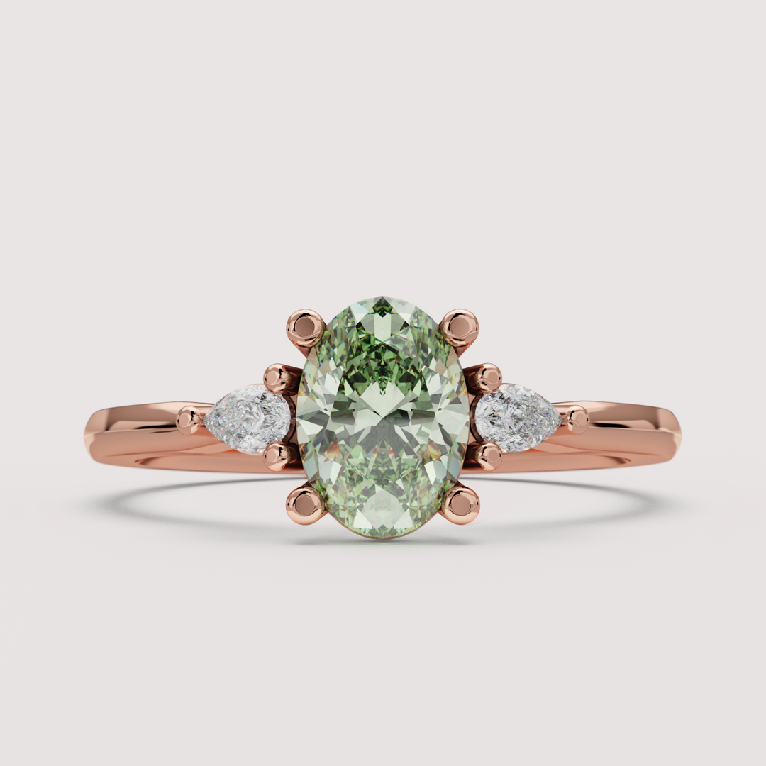 Elspeth - Oval Colourful Lab Grown Diamond Trilogy Engagement Ring Setting