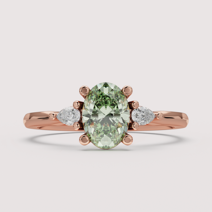 Elspeth - Oval Colourful Lab Grown Diamond Trilogy Engagement Ring Setting