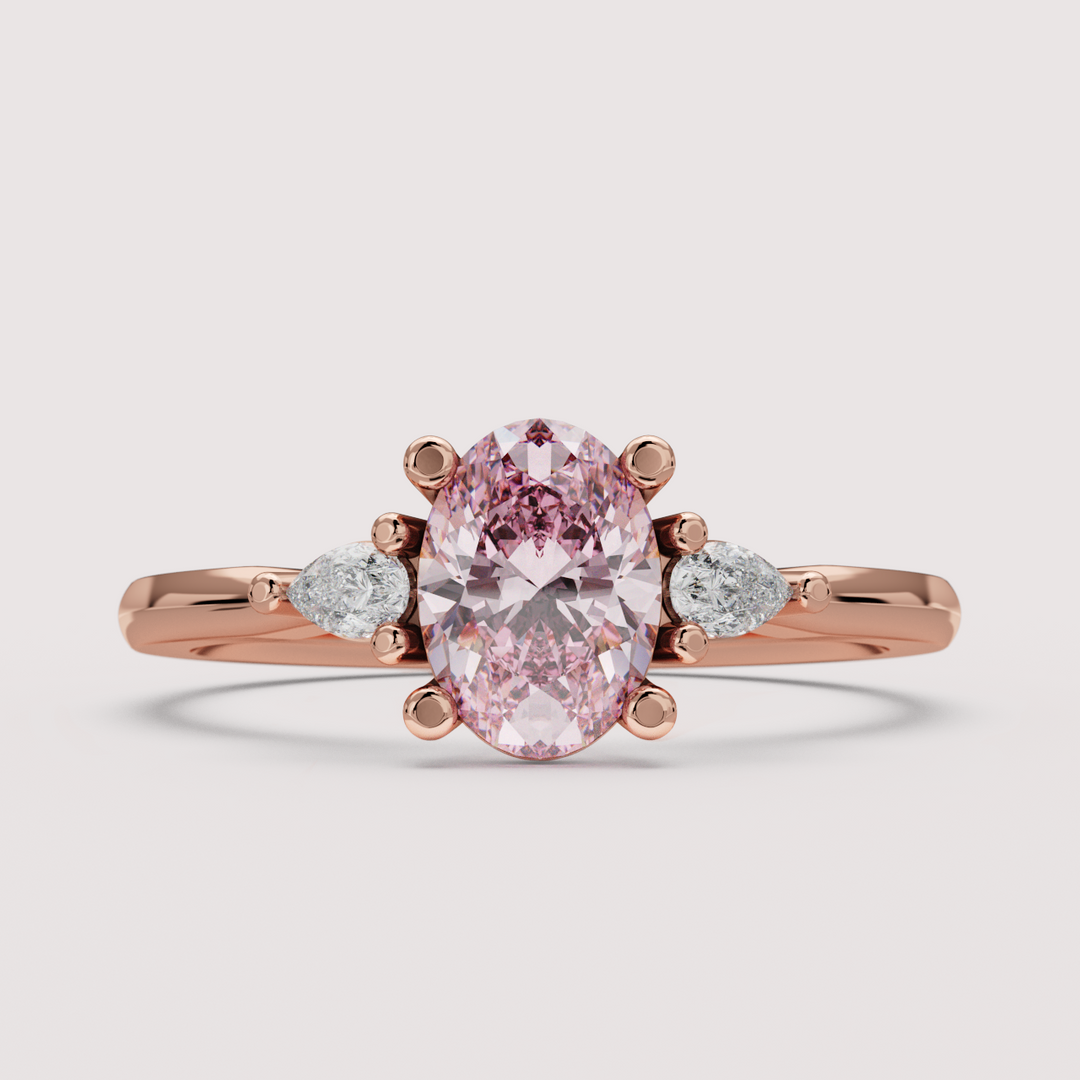 Elspeth - Oval Colourful Lab Grown Diamond Trilogy Engagement Ring Setting