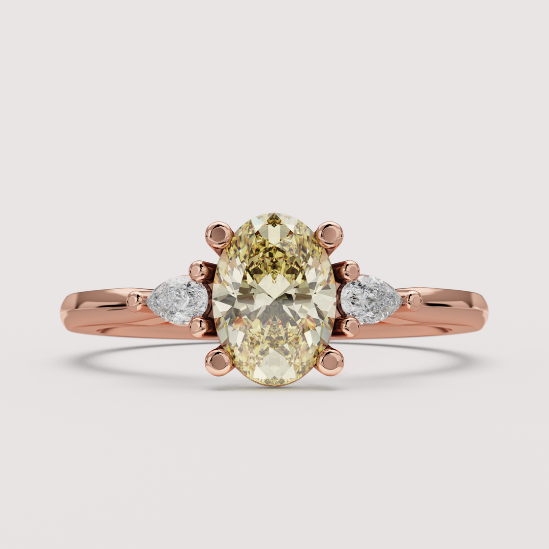 Elspeth - Oval Colourful Lab Grown Diamond Trilogy Engagement Ring Setting