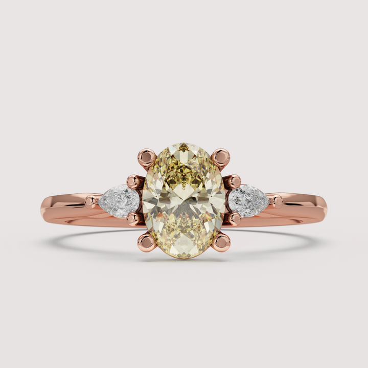 Elspeth - Oval Colourful Lab Grown Diamond Trilogy Engagement Ring Setting