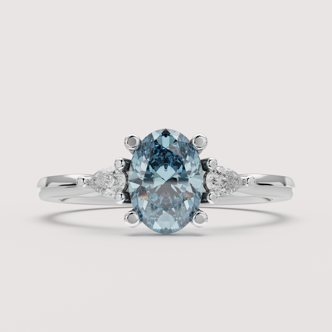 Elspeth - Oval Colourful Lab Grown Diamond Trilogy Engagement Ring Setting