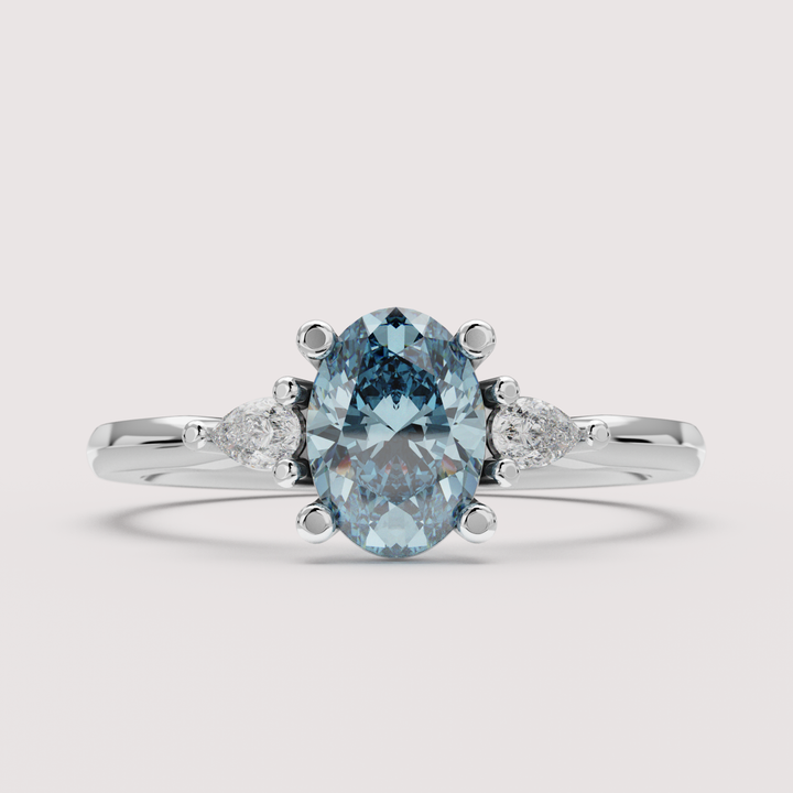 Elspeth - Oval Colourful Lab Grown Diamond Trilogy Engagement Ring Setting
