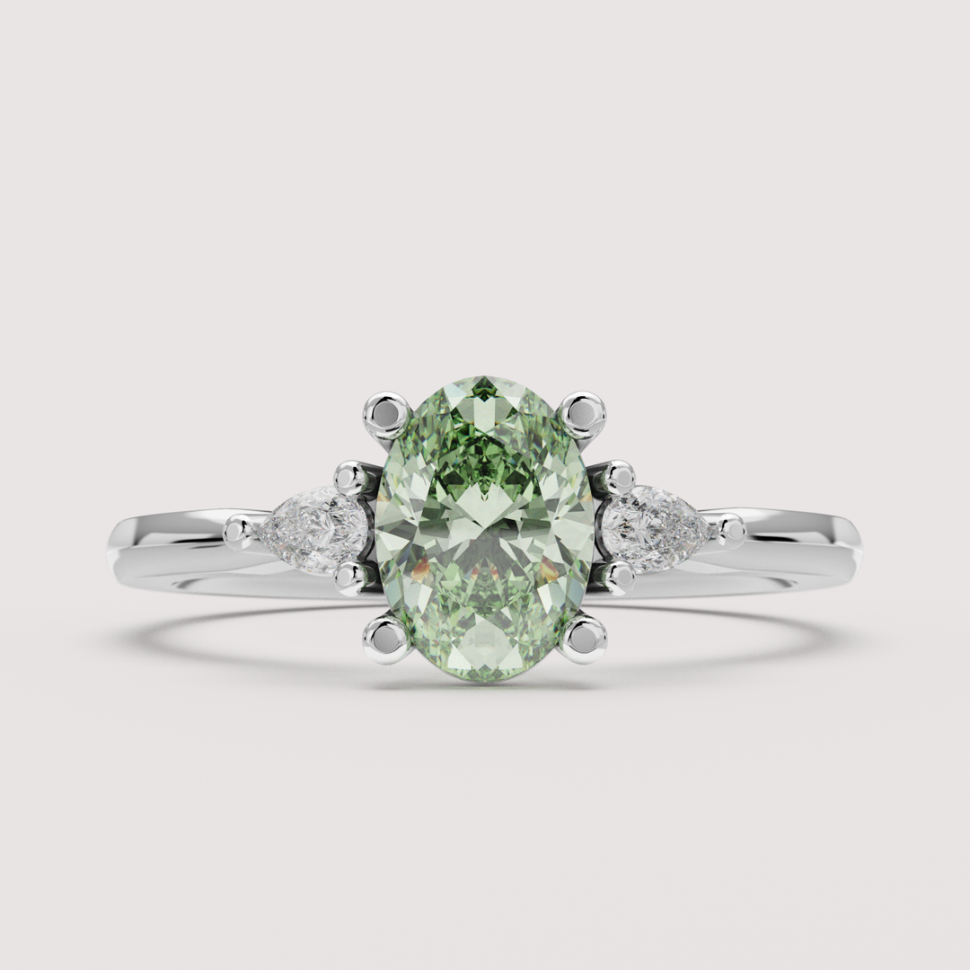 Elspeth - Oval Colourful Lab Grown Diamond Trilogy Engagement Ring Setting