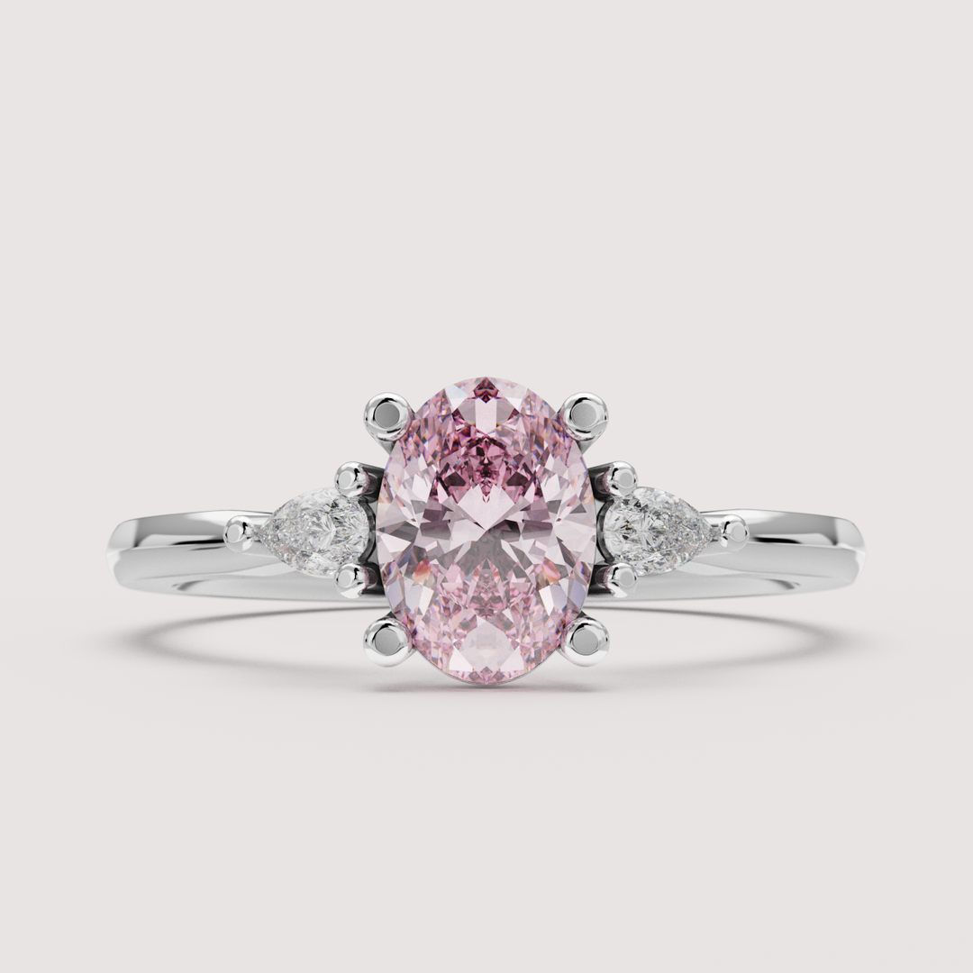 Elspeth - Oval Colourful Lab Grown Diamond Trilogy Engagement Ring Setting