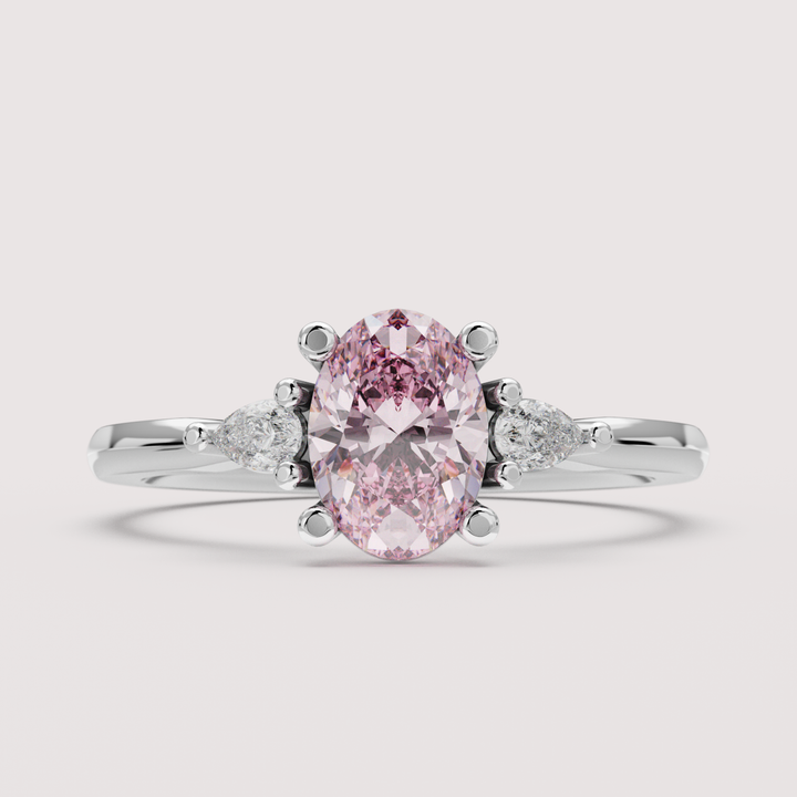 Elspeth - Oval Colourful Lab Grown Diamond Trilogy Engagement Ring Setting