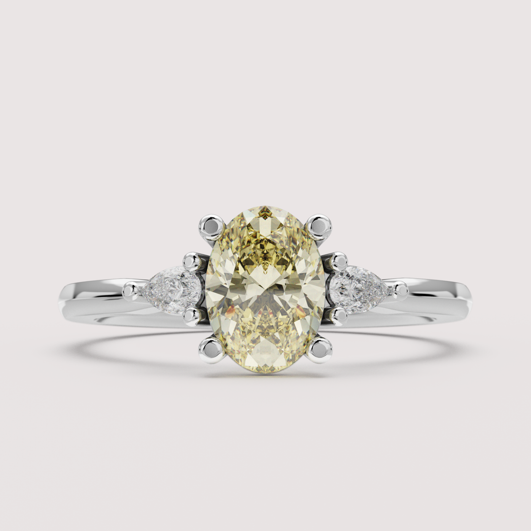 Elspeth - Oval Colourful Lab Grown Diamond Trilogy Engagement Ring Setting