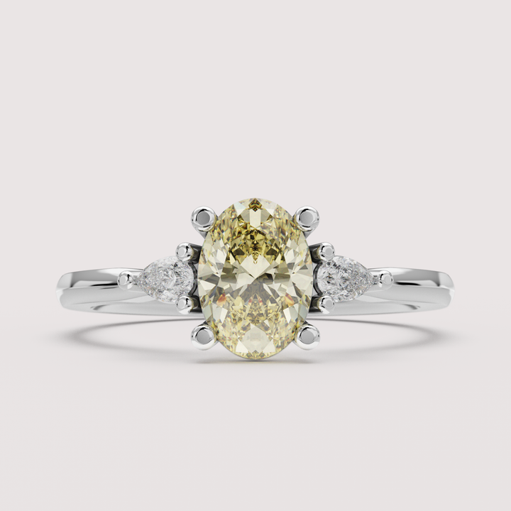 Elspeth - Oval Colourful Lab Grown Diamond Trilogy Engagement Ring Setting