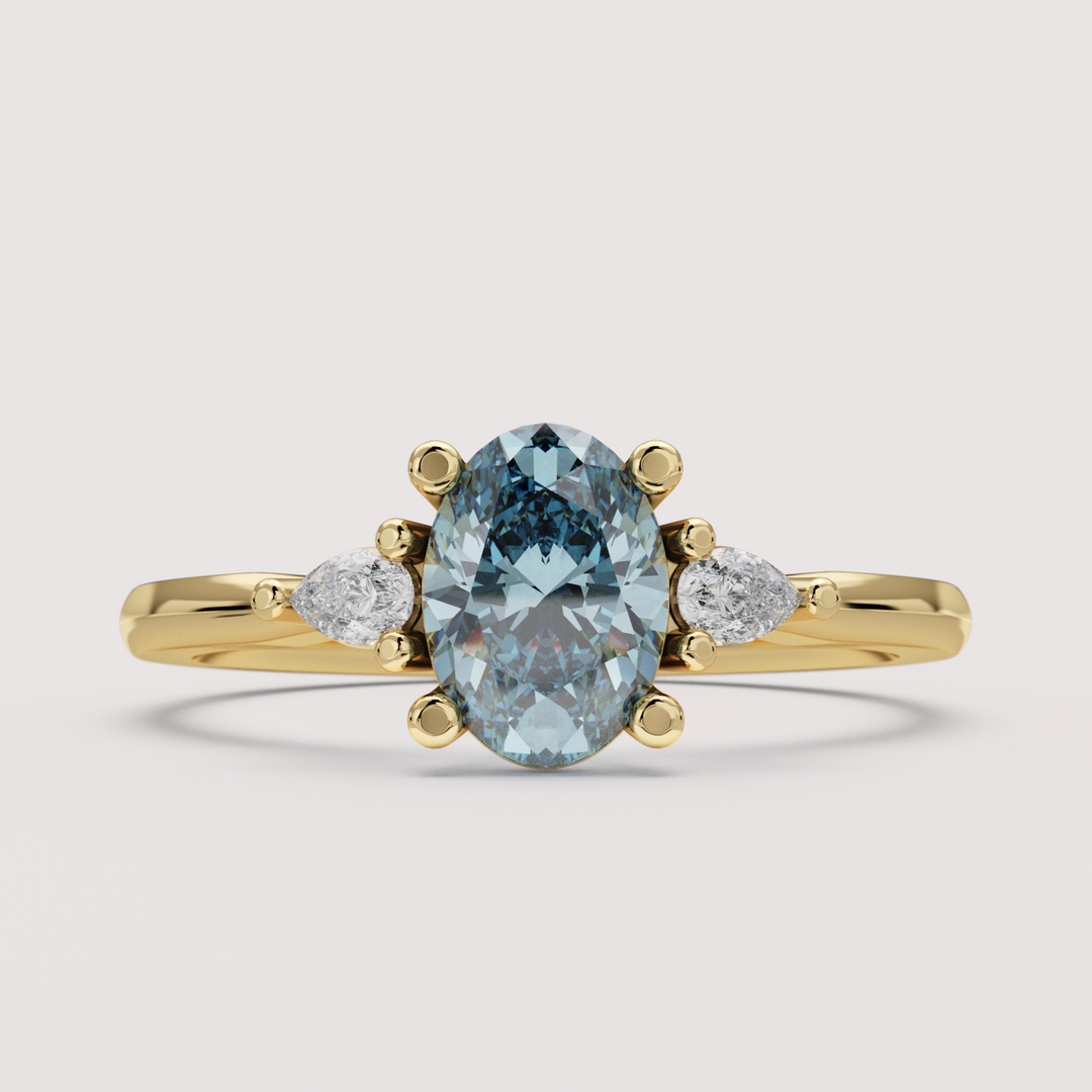 Elspeth - Oval Colourful Lab Grown Diamond Trilogy Engagement Ring Setting