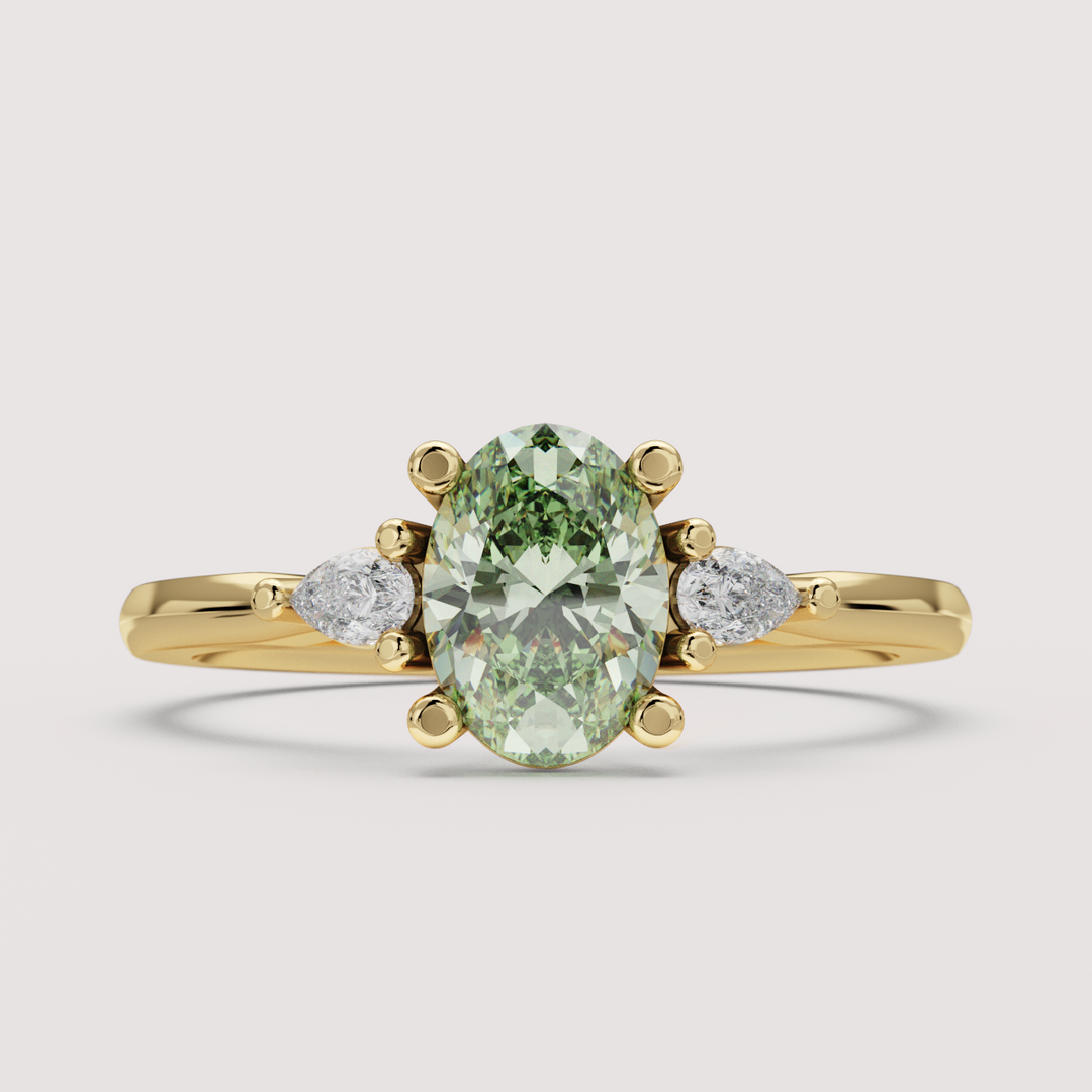 Elspeth - Oval Colourful Lab Grown Diamond Trilogy Engagement Ring Setting