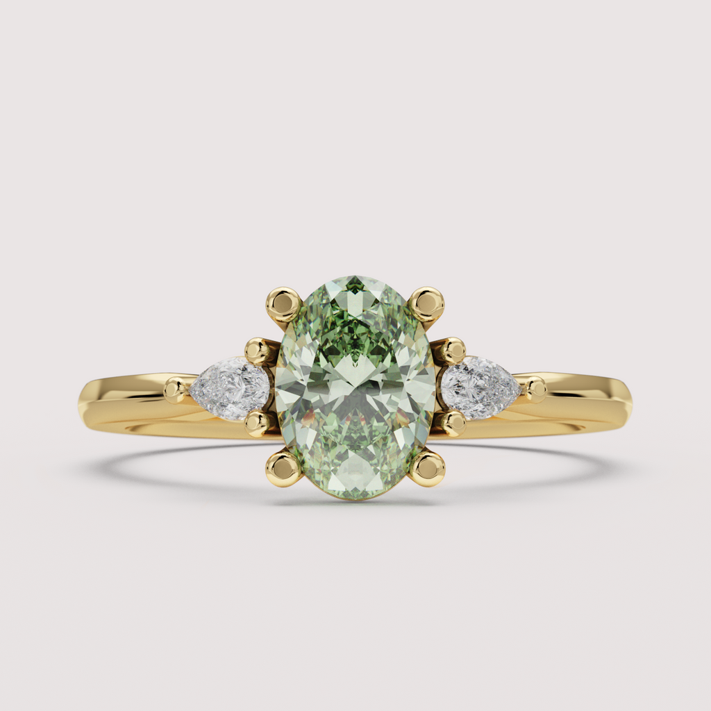 Elspeth - Oval Colourful Lab Grown Diamond Trilogy Engagement Ring Setting