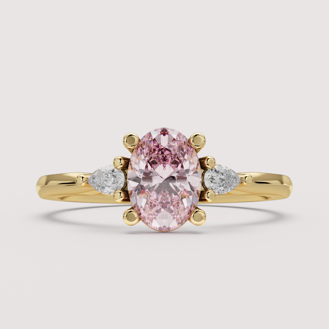 Elspeth - Oval Colourful Lab Grown Diamond Trilogy Engagement Ring Setting