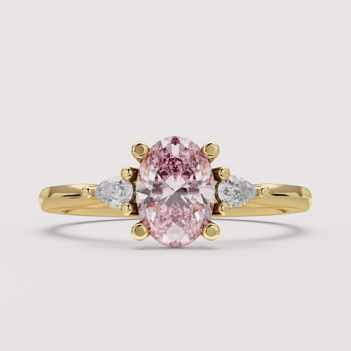 Elspeth - Oval Colourful Lab Grown Diamond Trilogy Engagement Ring Setting