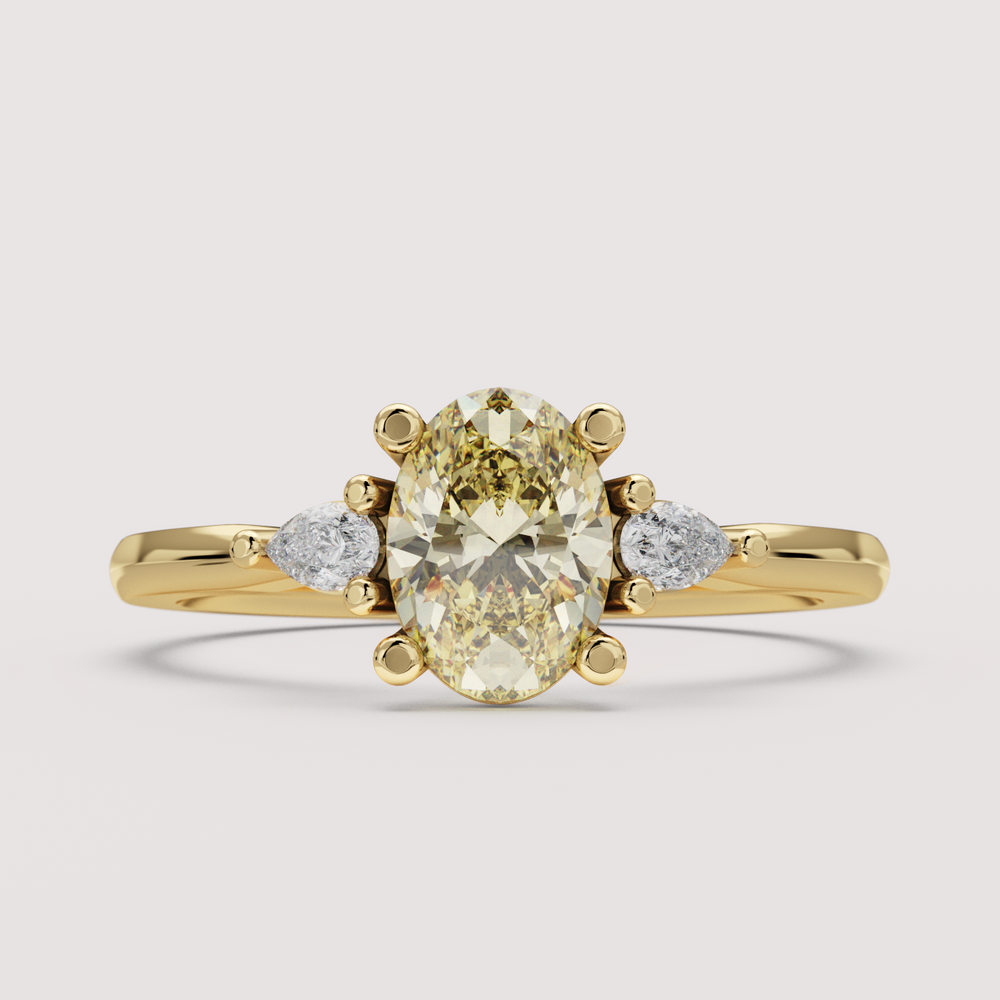 Elspeth - Oval Colourful Lab Grown Diamond Trilogy Engagement Ring Setting