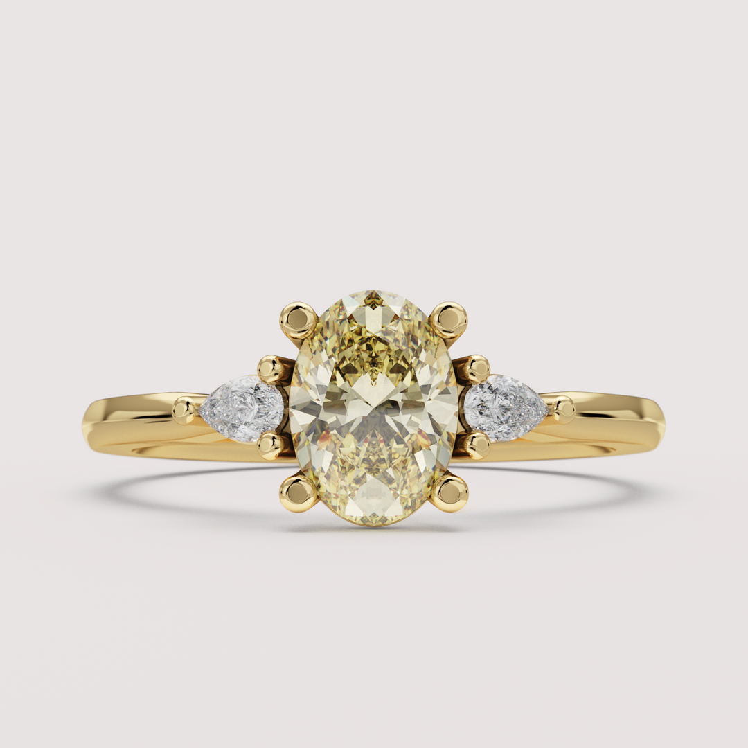 Elspeth - Oval Colourful Lab Grown Diamond Trilogy Engagement Ring Setting