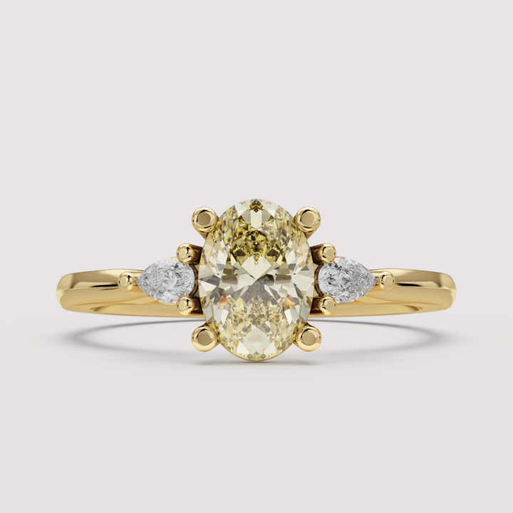 Elspeth - Oval Colourful Lab Grown Diamond Trilogy Engagement Ring Setting