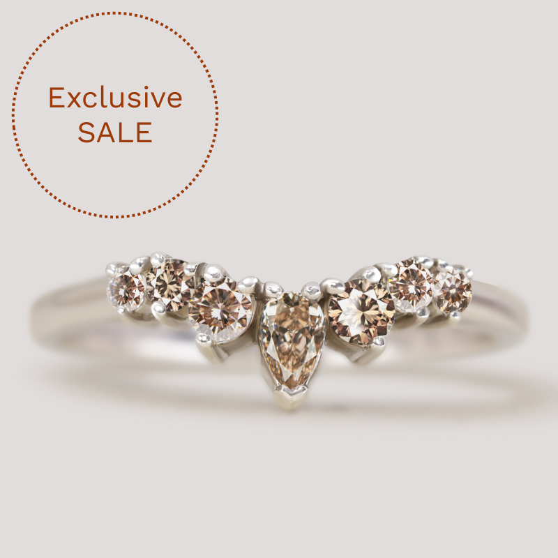 Emma - Champagne Diamond Tiara Wedding Ring - Made-To-Order