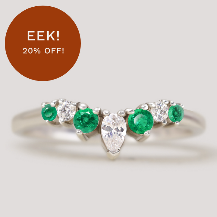 Emma - Diamond and Coloured Gemstone Tiara Wedding Ring - Made-to-Order