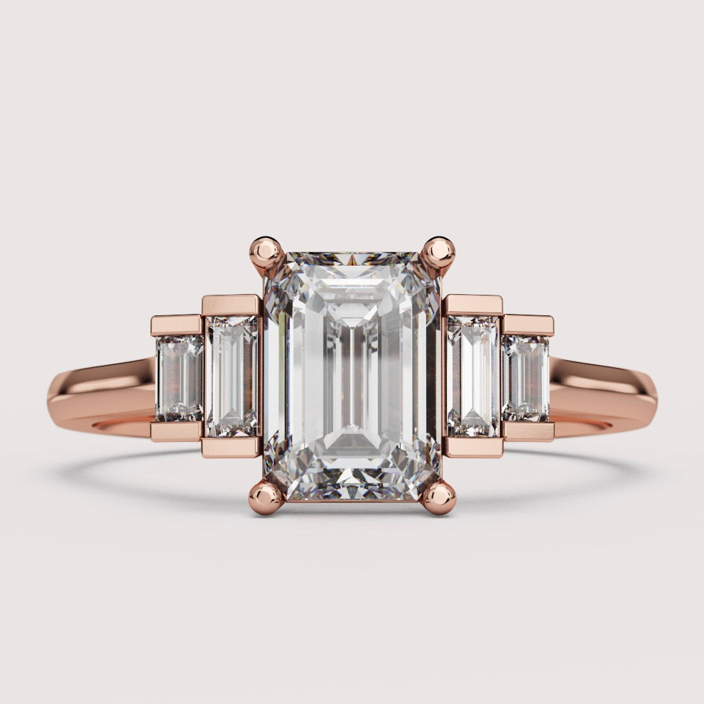 Erin - Emerald Cut Art Deco Engagement Ring Setting