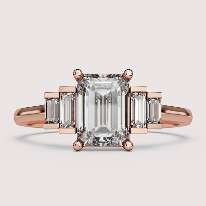 Erin - Emerald Cut Art Deco Engagement Ring Setting