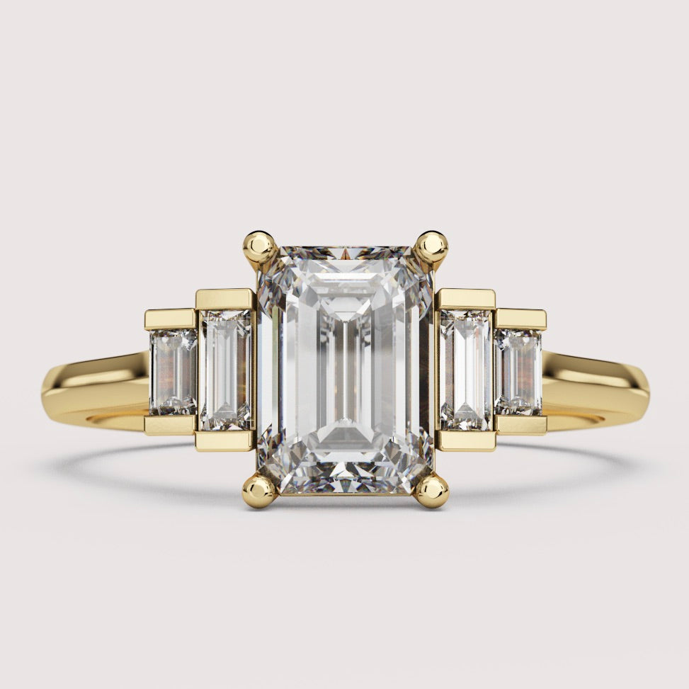 Erin - Emerald Cut Art Deco Engagement Ring Setting