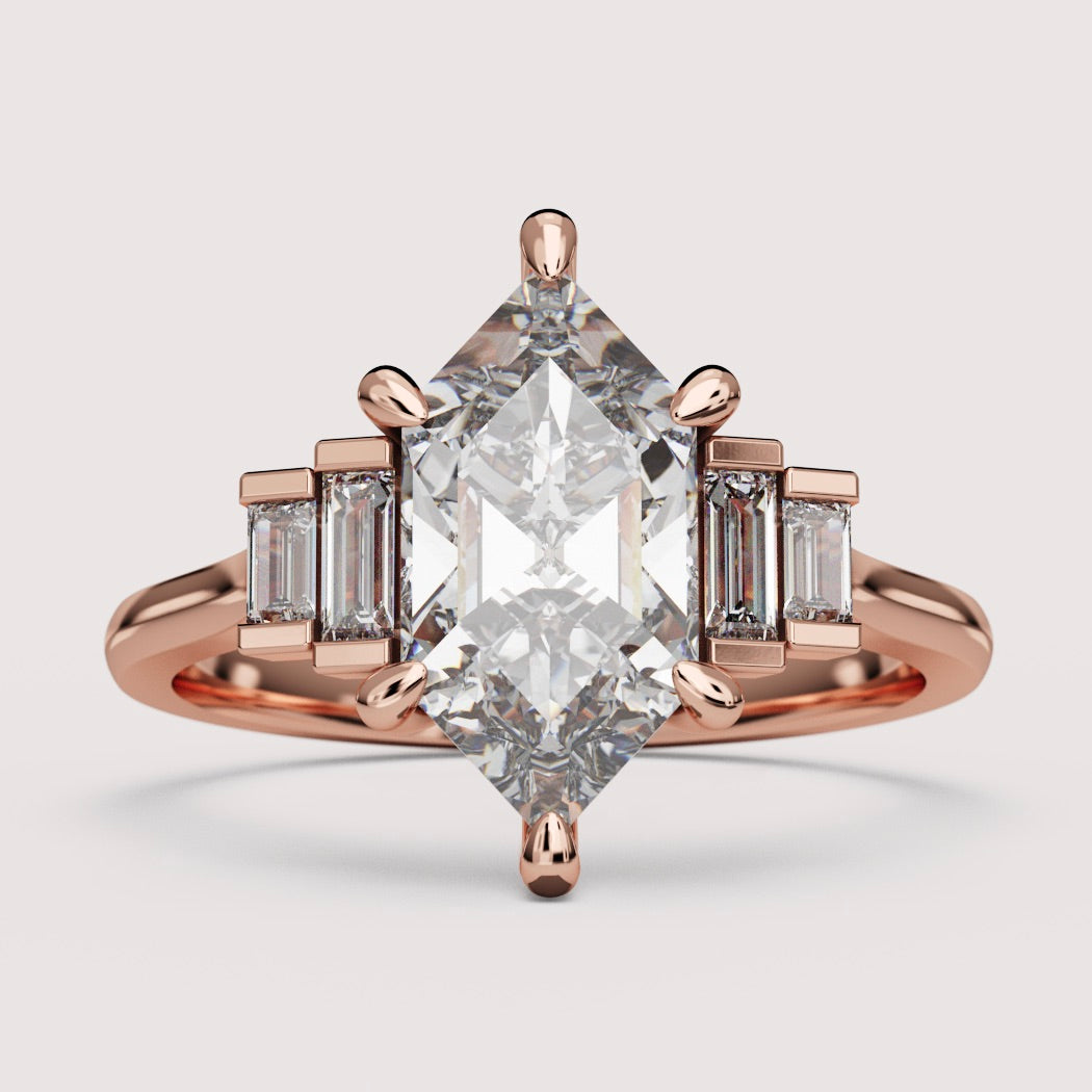 Erin - Art Deco Hexagon Cut Engagement Ring Setting