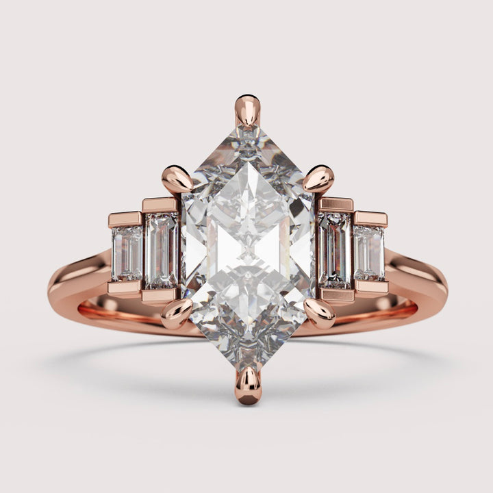 Erin - Art Deco Hexagon Cut Engagement Ring Setting