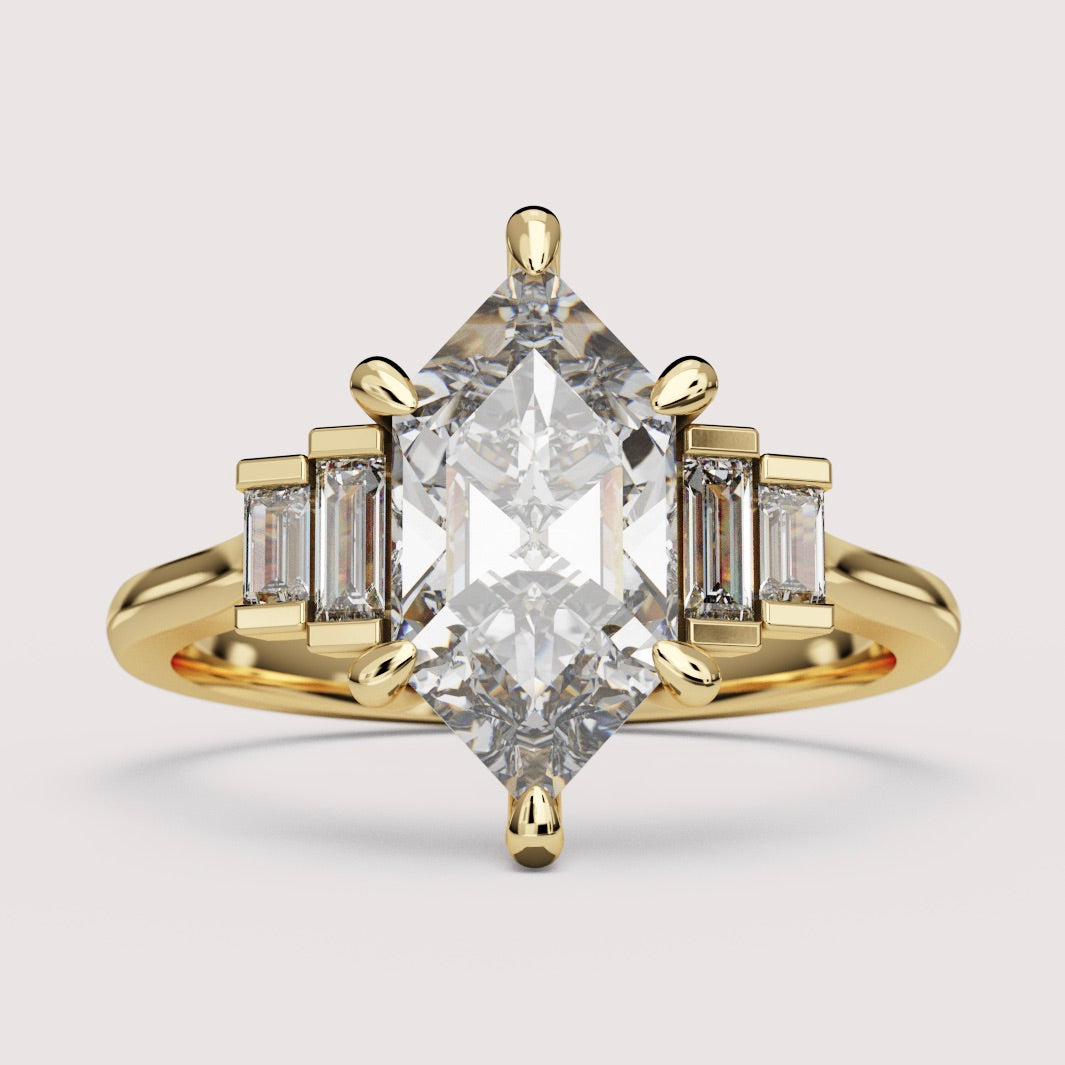Erin - Art Deco Hexagon Cut Engagement Ring Setting