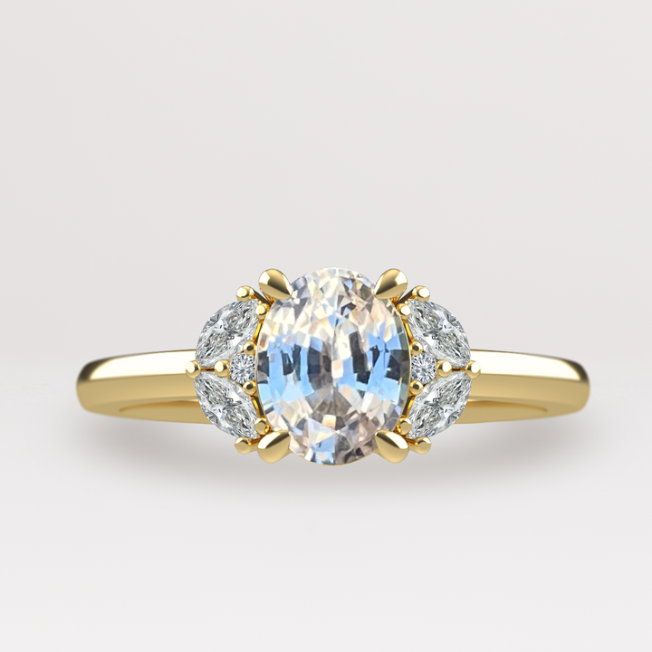 Este - The Taylor Collection - Oval Cut Champagne Sapphire Cluster Engagement Ring