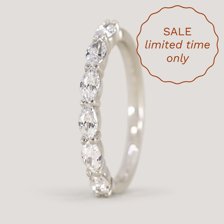 Faye - Marquise Lab Grown Diamond Set Half Eternity Wedding Ring - Made-to-Order