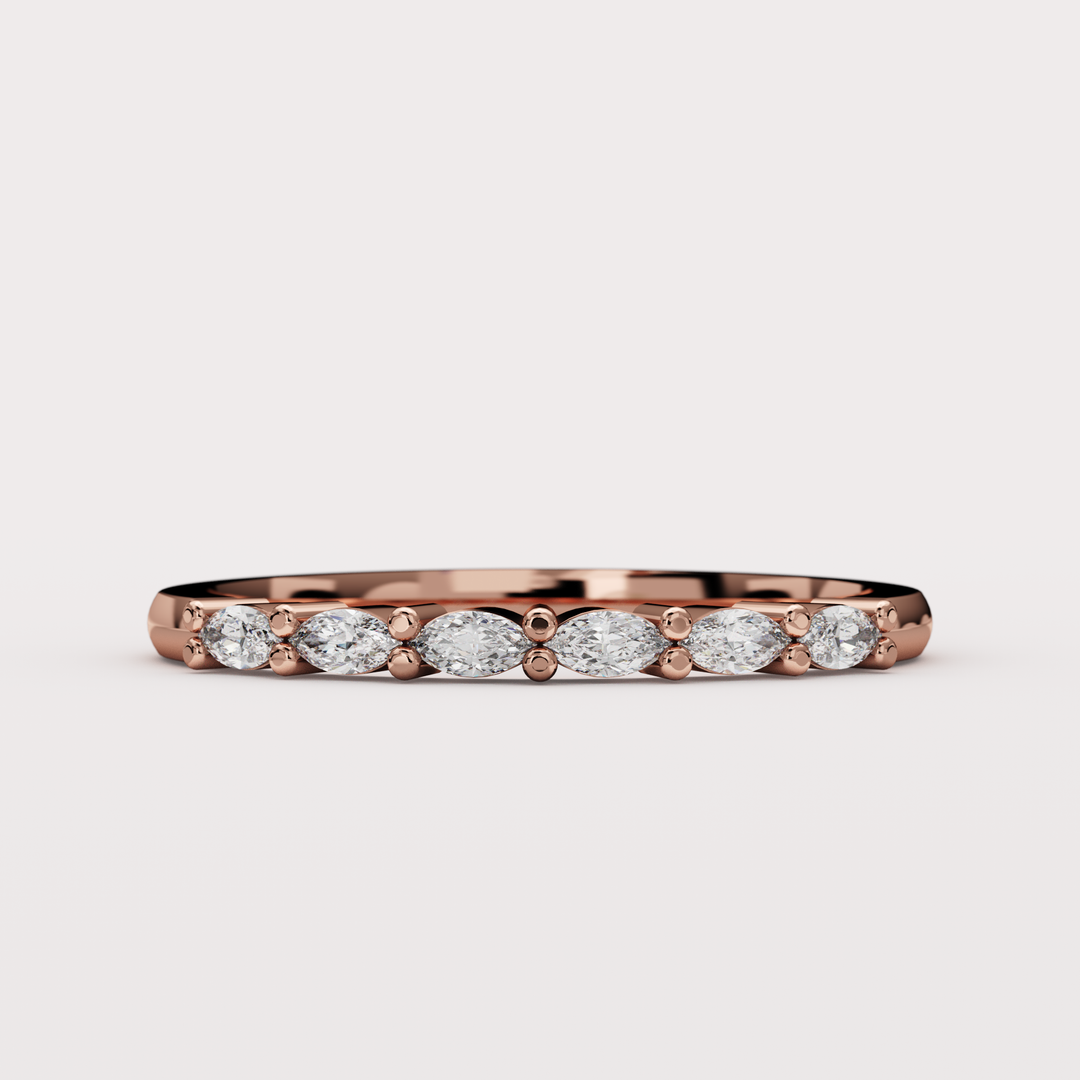 Faye Petite - Marquise Lab Grown Diamond Set Half Eternity Wedding Ring - Made-to-Order