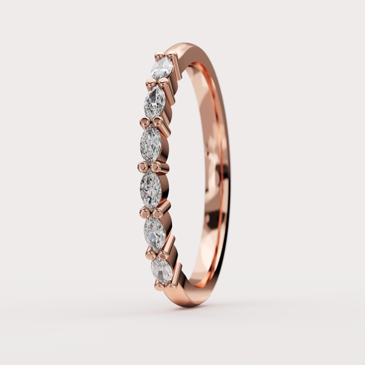 Faye Petite - Marquise Lab Grown Diamond Set Half Eternity Wedding Ring - Made-to-Order