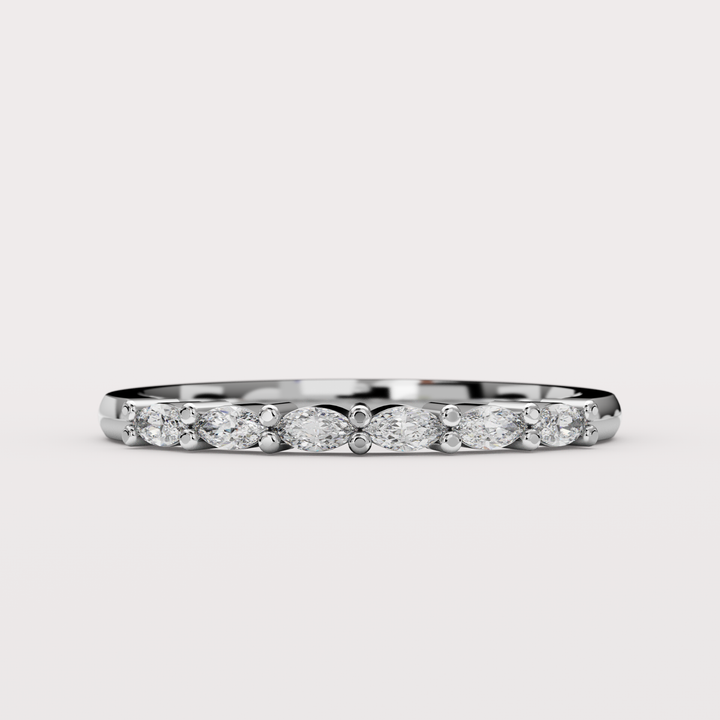 Faye Petite - Marquise Lab Grown Diamond Set Half Eternity Wedding Ring - Made-to-Order