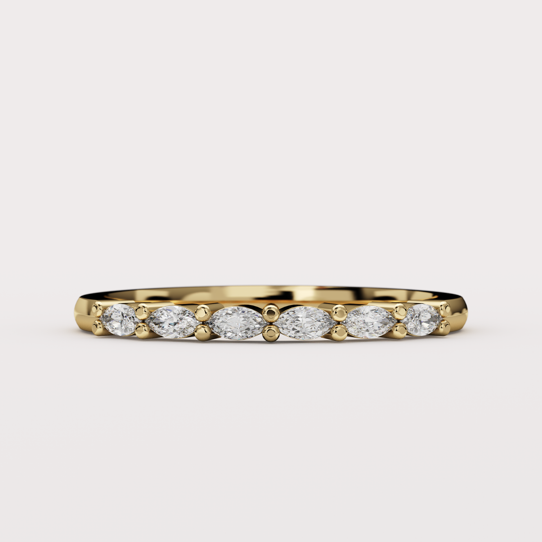Faye Petite - Marquise Lab Grown Diamond Set Half Eternity Wedding Ring - Made-to-Order