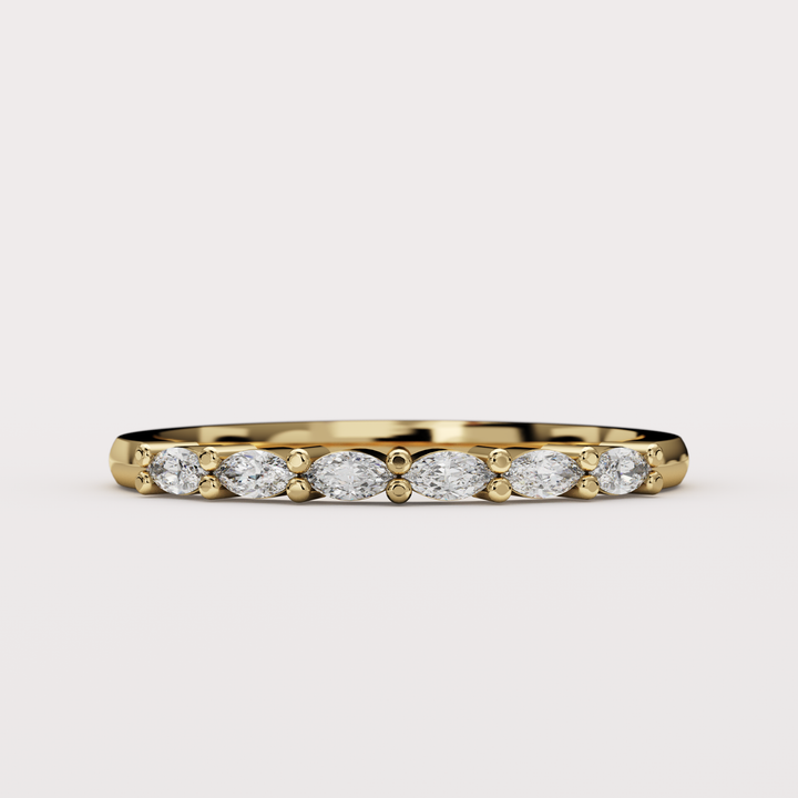 Faye Petite - Marquise Lab Grown Diamond Set Half Eternity Wedding Ring - Made-to-Order