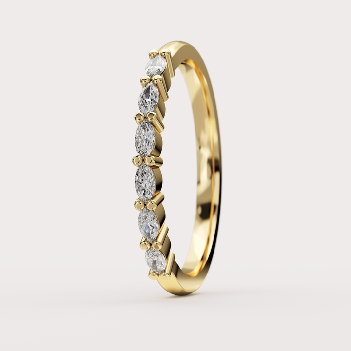 Faye Petite - Marquise Lab Grown Diamond Set Half Eternity Wedding Ring - Made-to-Order