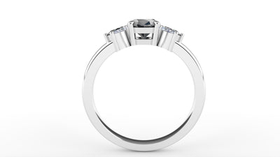 Inez - The Taylor Collection - Oval Salt and Pepper Engagement Ring with Marquise Lab Grown Diamonds and Pear Cut Salt & Pepper Diamond Side Stones - Made-to-Order