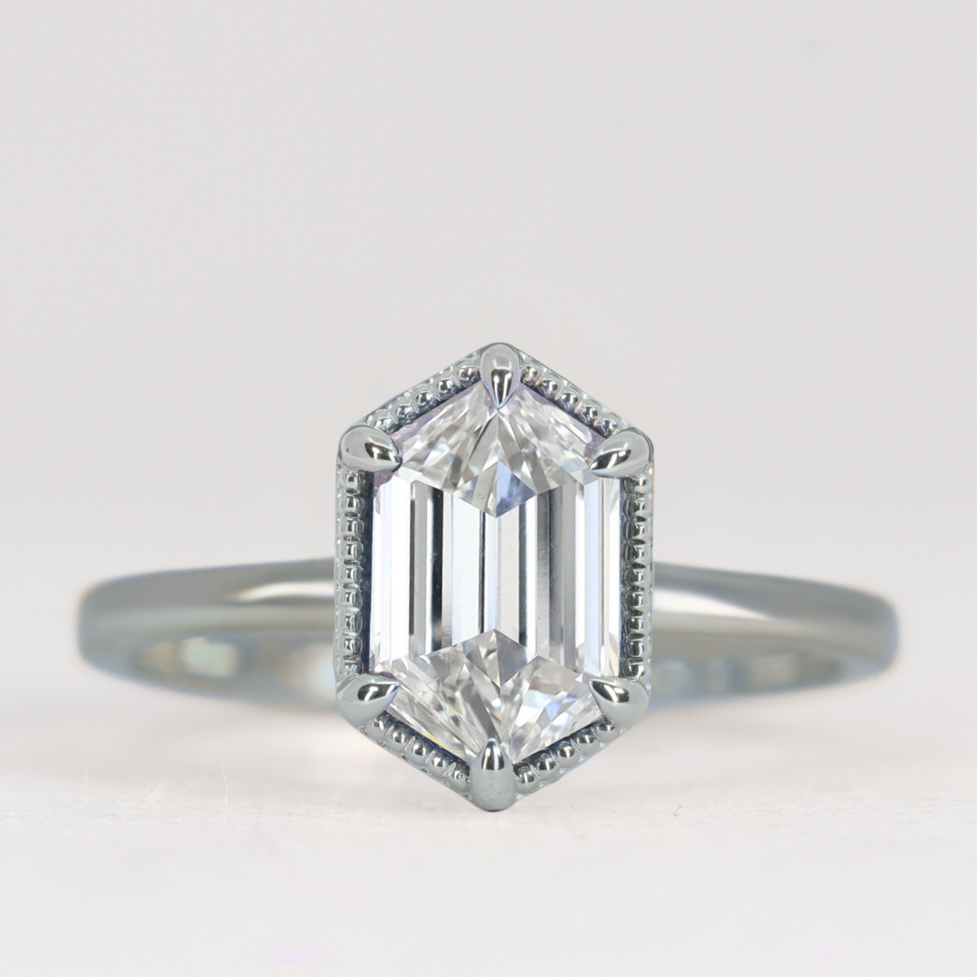 Georgia - Elongated Hexagon Lab Grown Diamond Solitaire Engagement Ring