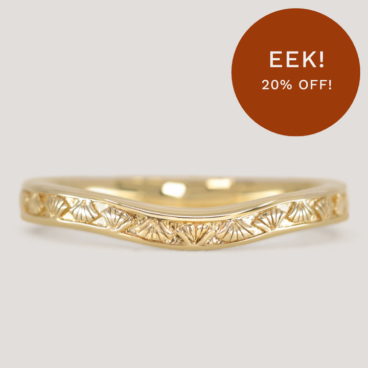 Goldie - Art Deco Fan Detail Shaped Wedding Ring - Made-to-Order