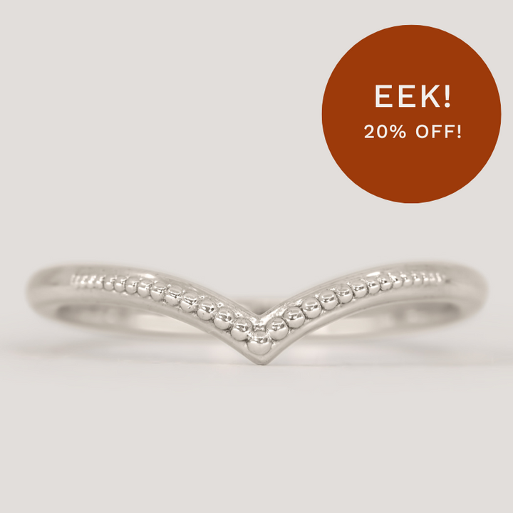 Hadley - Beaded Wishbone Wedding Ring - Made-to-Order