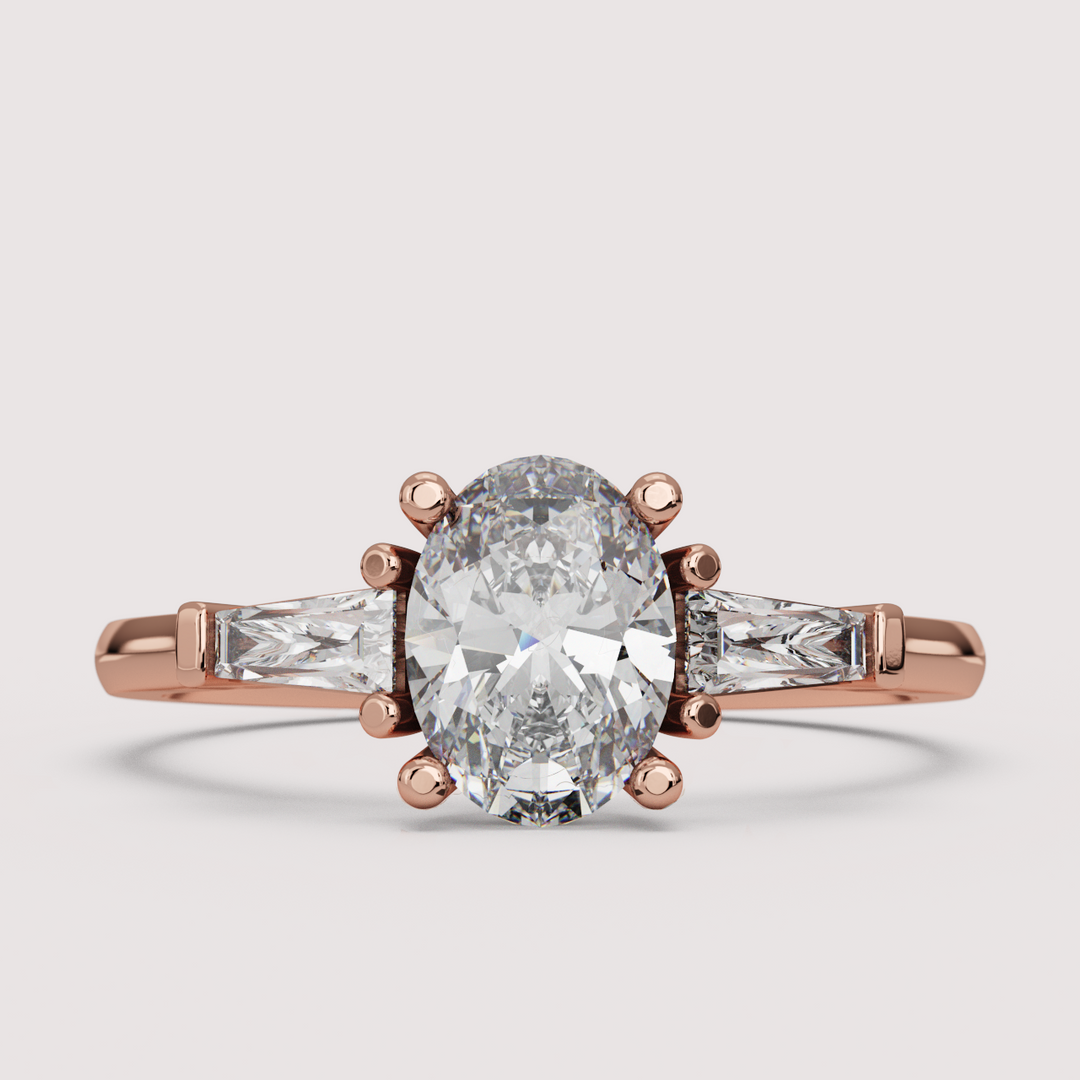 Harper - Oval Cut Art Deco Trilogy Engagement Ring Setting