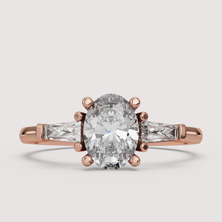Harper - Oval Cut Art Deco Trilogy Engagement Ring Setting