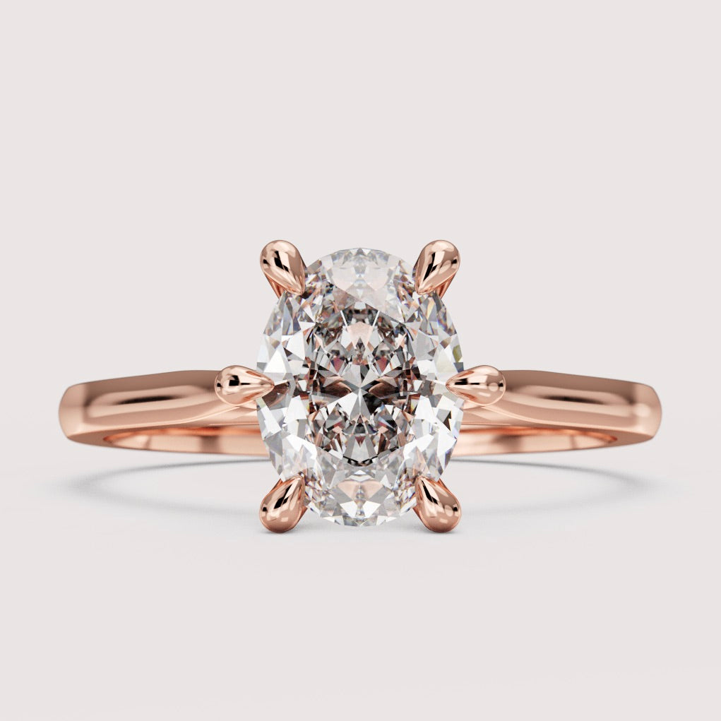 Heidi - Oval Cut Solitaire Hidden Diamond Engagement Ring Setting