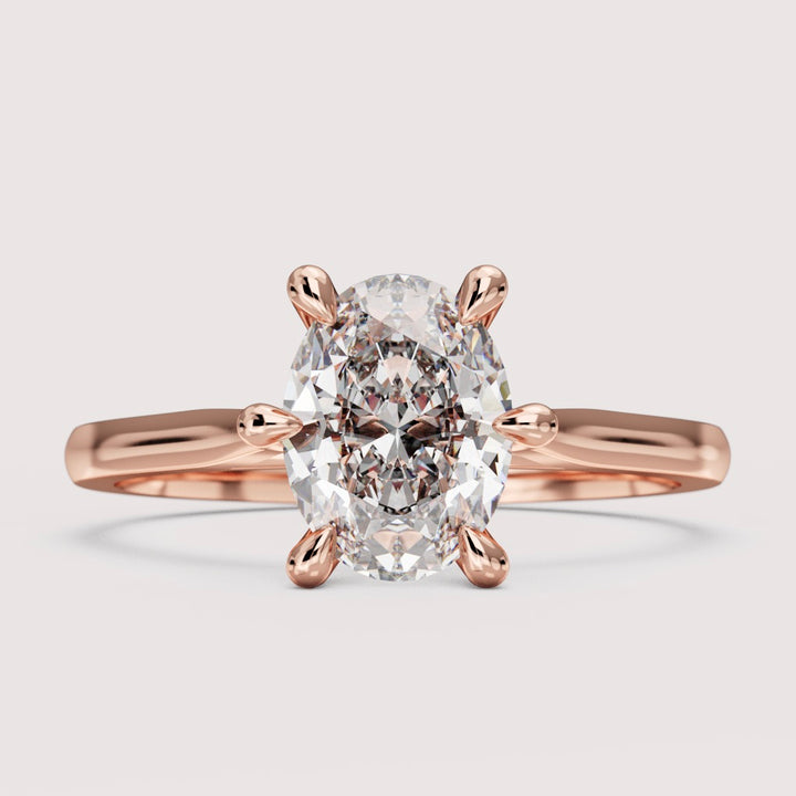 Heidi - Oval Cut Solitaire Hidden Diamond Engagement Ring Setting