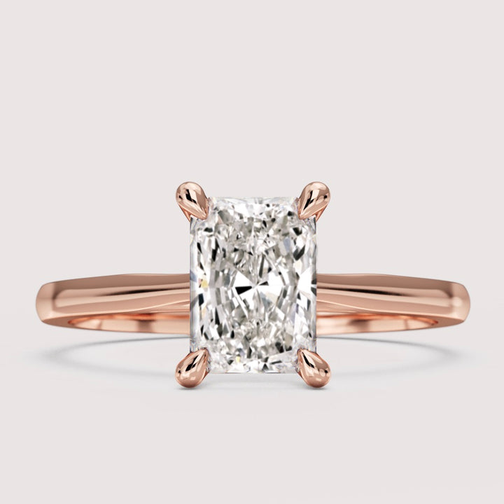 Heidi - Radiant Cut Solitaire Engagement Ring with Hidden Gemstones Setting