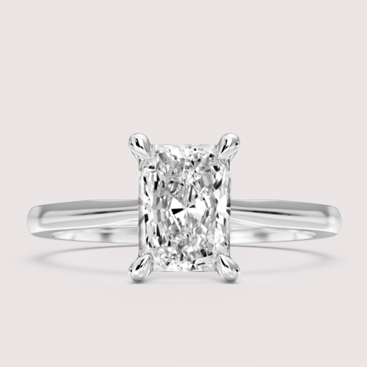 Heidi - Radiant Cut Solitaire Engagement Ring with Hidden Gemstones Setting