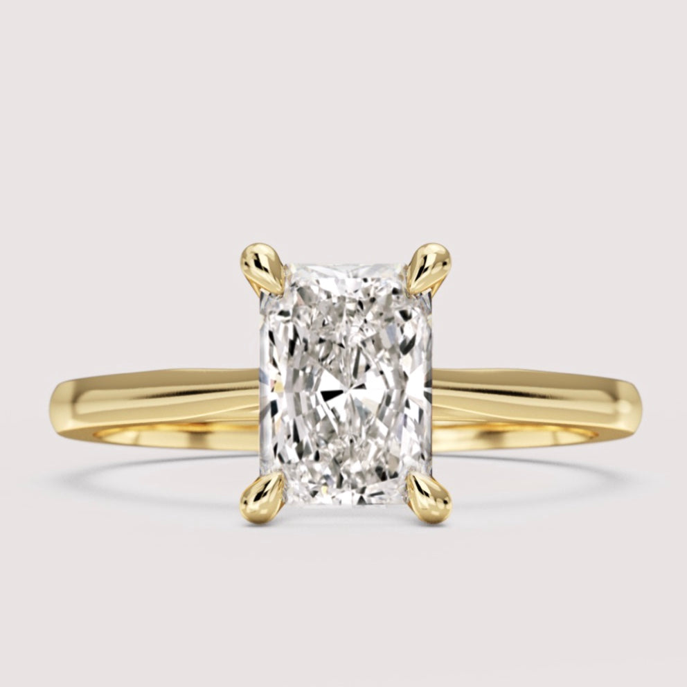 Heidi - Radiant Cut Solitaire Engagement Ring with Hidden Gemstones Setting