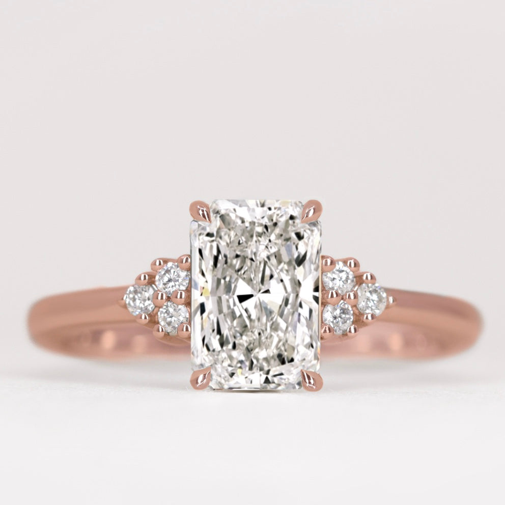 Henrietta - Radiant Cut Trefoil Cluster Engagement Ring Setting