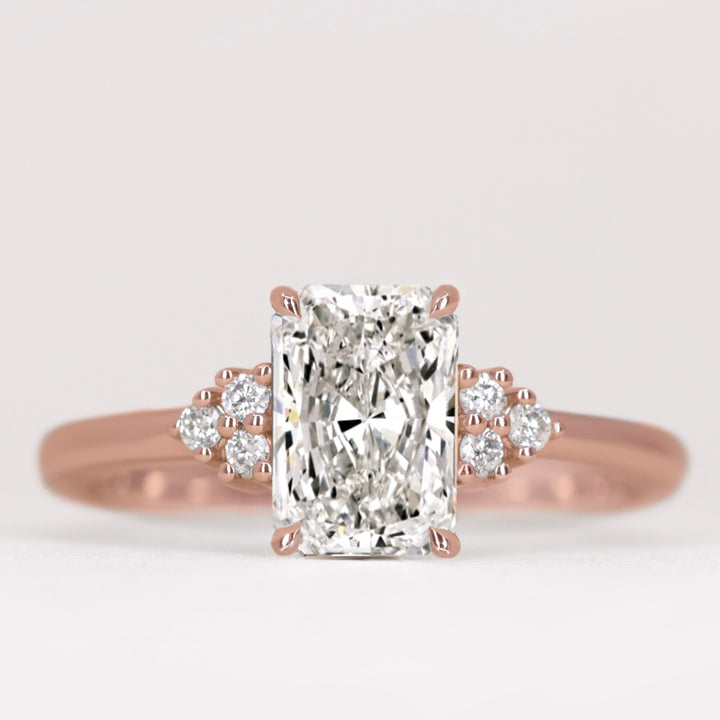 Henrietta - Radiant Cut Trefoil Cluster Engagement Ring Setting